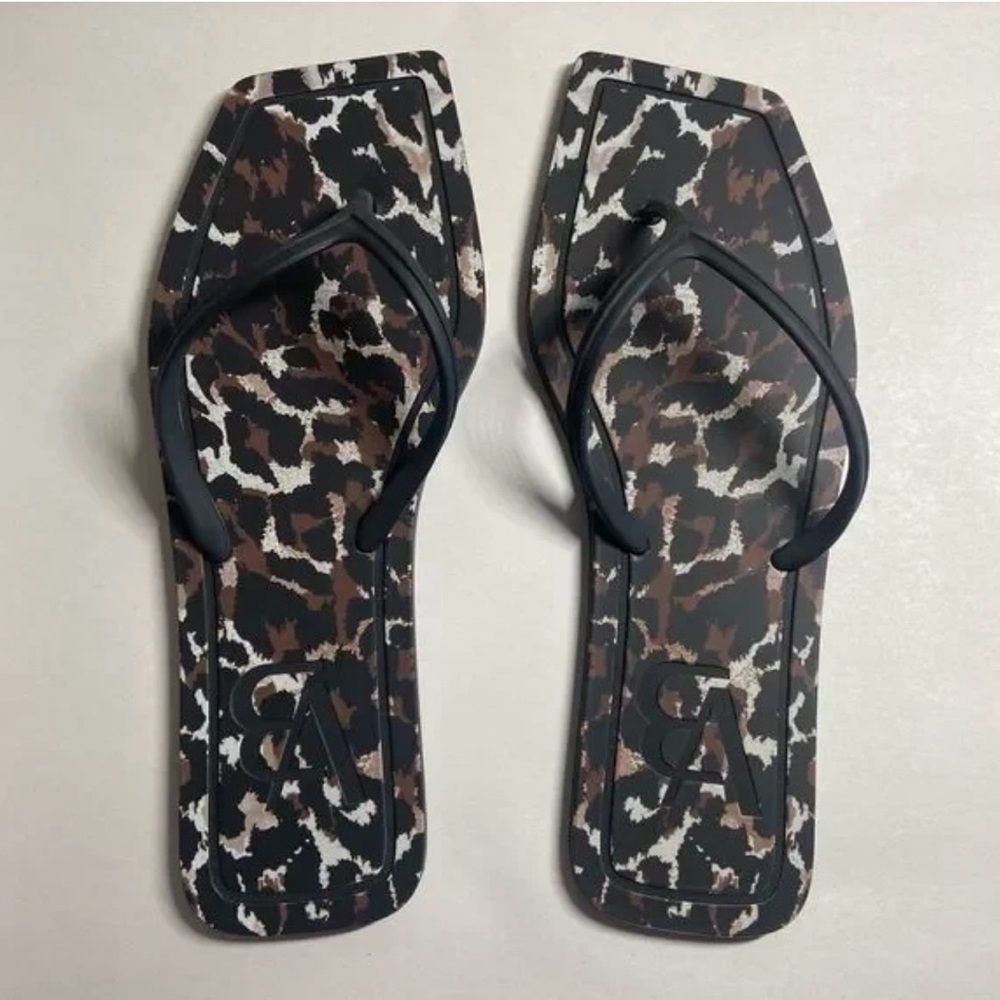 Veronica Beard Leopard-Print Square-Toe Flip Flop… - image 1